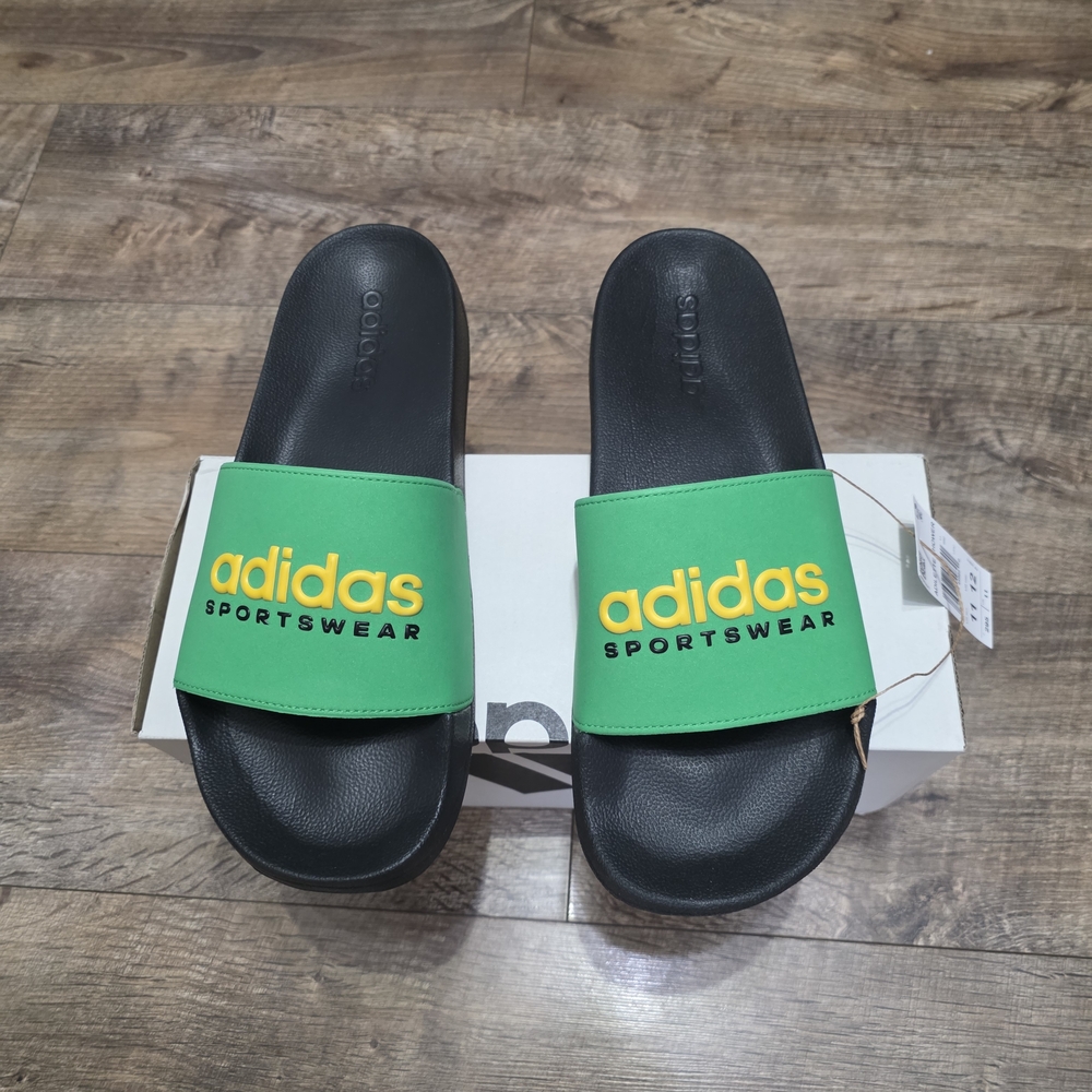 Adidas Green and Black Slides Men Size 11